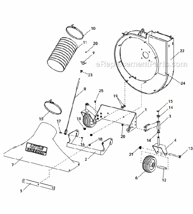 NozzleFront_Wheel_Assembly Diagram and Parts List for  Little Wonder Leaf Blower / Vacuum